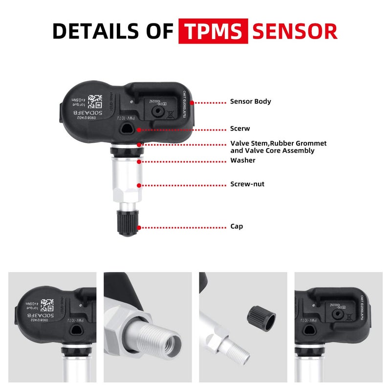 SEINECA 42607-33021 نظام مراقبة ضغط الإطارات (TPMS) بتردد 315MHz متوافق مع تويوتا 4رانر كورولا هايلاندر لاند كروزر توندر تاكوما FJ كروزر لكزس GS350 IS350 GX470 LFA LS460 LX470 RX330 - Image 5